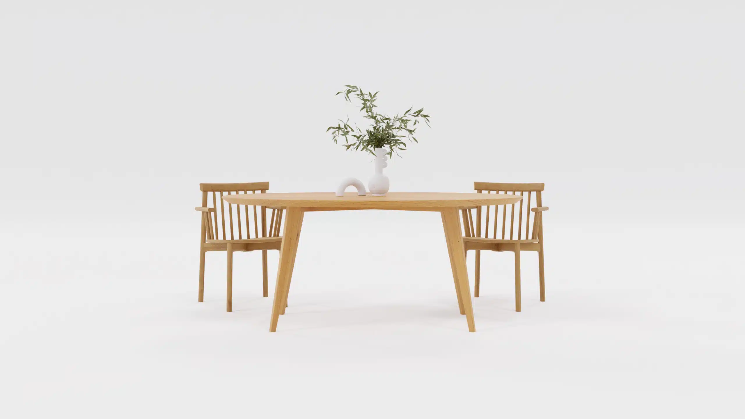Owalny stół do jadalni Borzymir z krzesłami i kwiatkiem